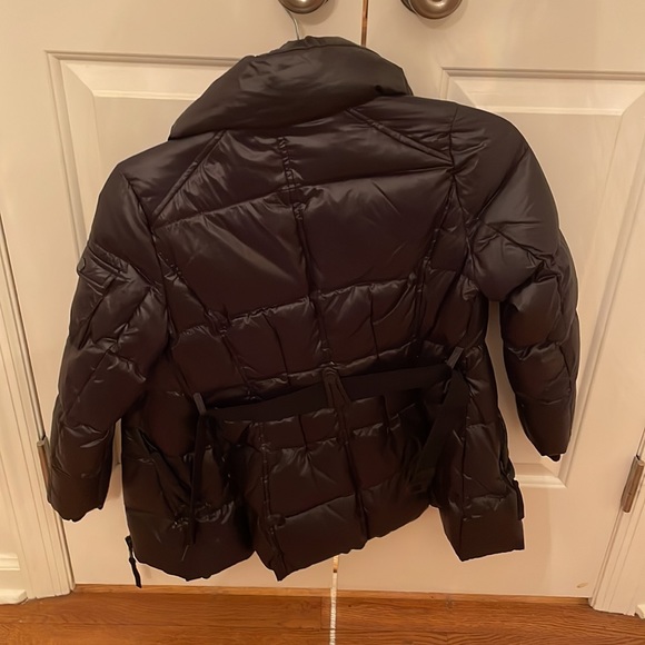 S13 black shiny duck down coat with belt - Picture 6 of 10